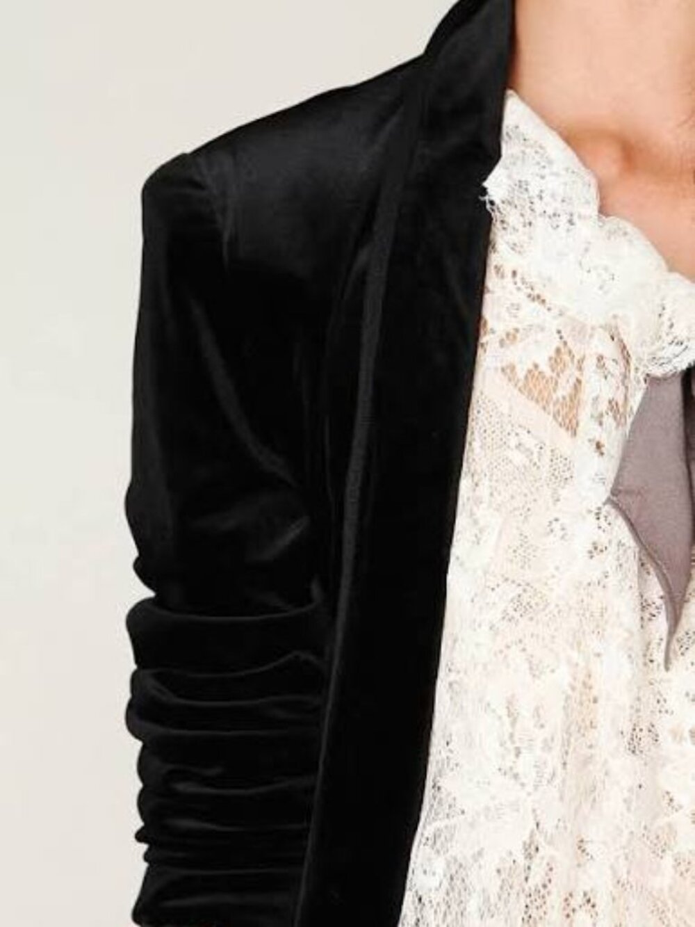 Free People Yesterday’s Muse Velvet Shawl Collar Open Front Jacket in black
